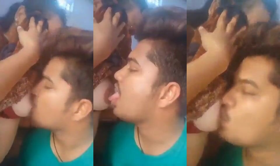 Hot housewife breastfed her young lover