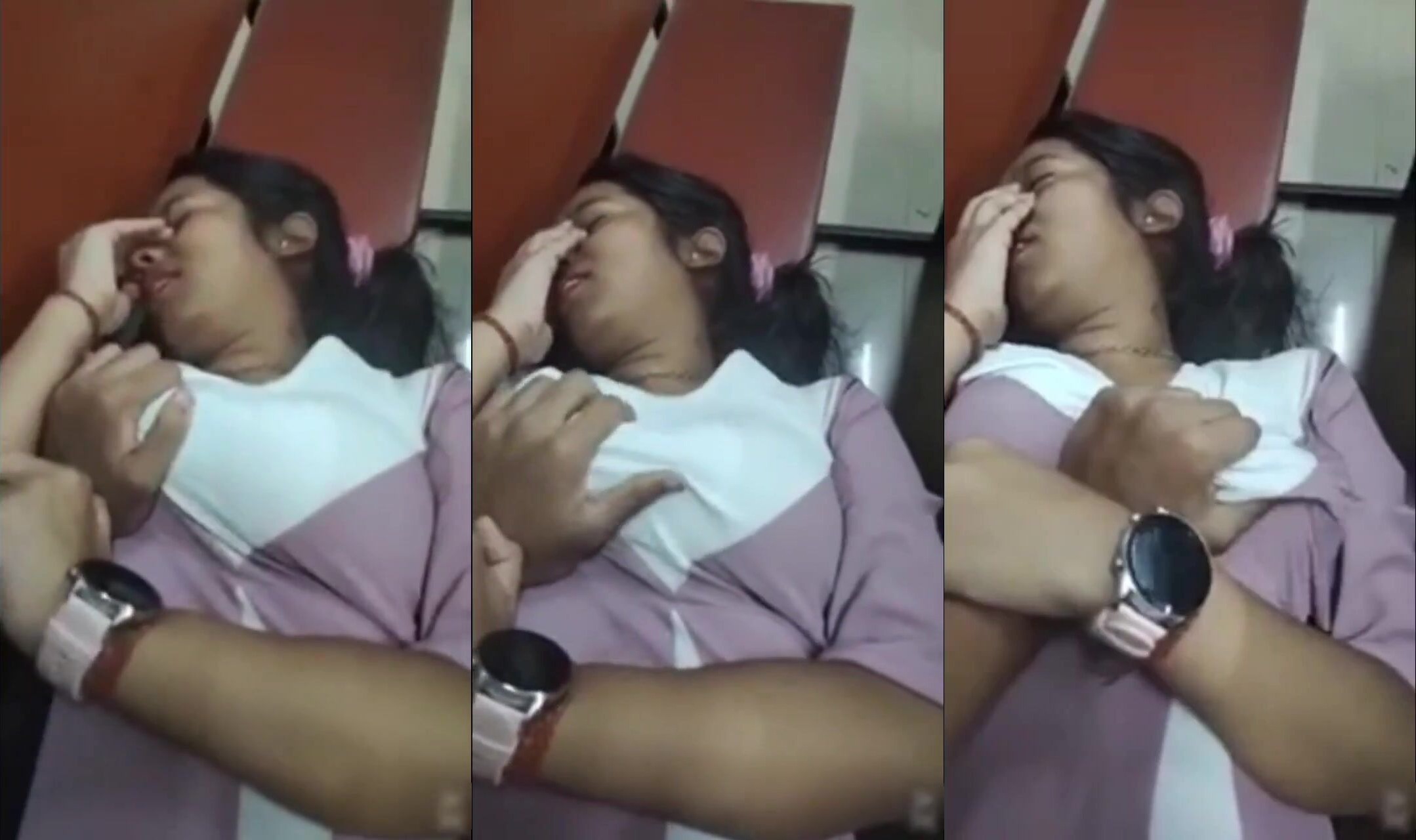 College girl and professor classroom boobs pressing mms