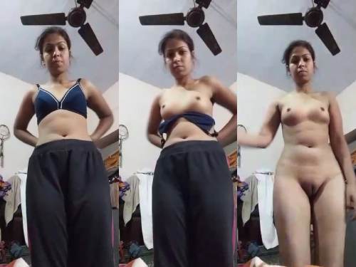 Tight ass Desi girl nude after hot striptease