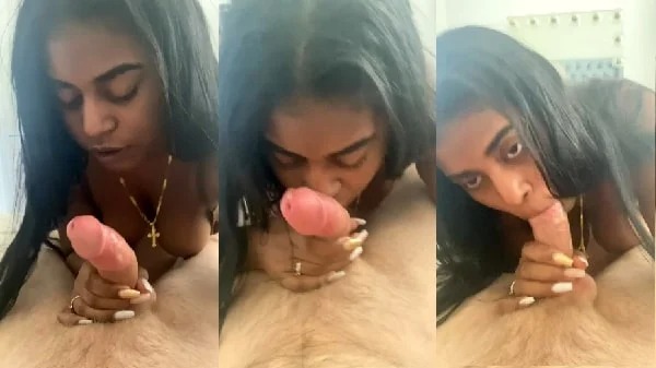 Tamil girlfriend sucking her NRI boyfriend white land