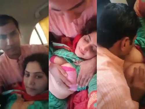 Office Boss Sucking Office staff girl boobs sucking in car
