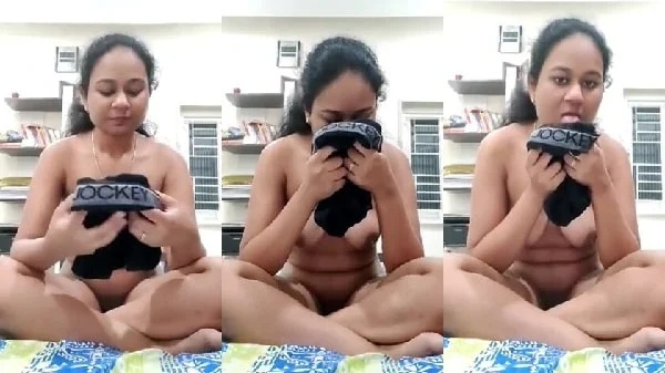 Dirty girl licking bf's dirty underwear