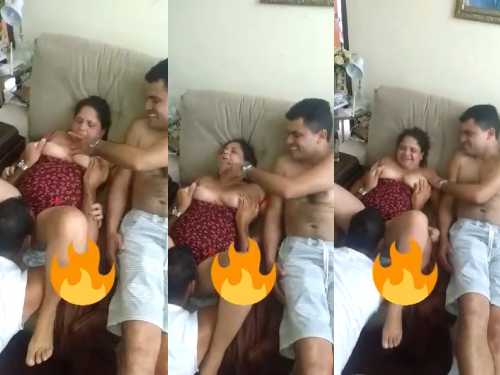 Indian Big Boobs Sexy Bhabhi hot sex in sofa with hubby and his friend